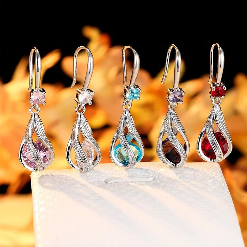 Cubic Zirconia Hook Clip Earrings Lantern Design Women Jewelry