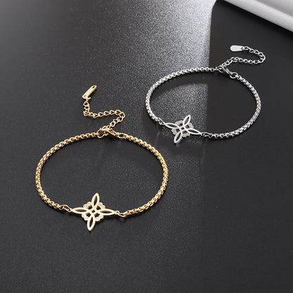 Stainless Steel Witch Knot Bracelet Women's Fashion Simple Personality Charm Jewelry