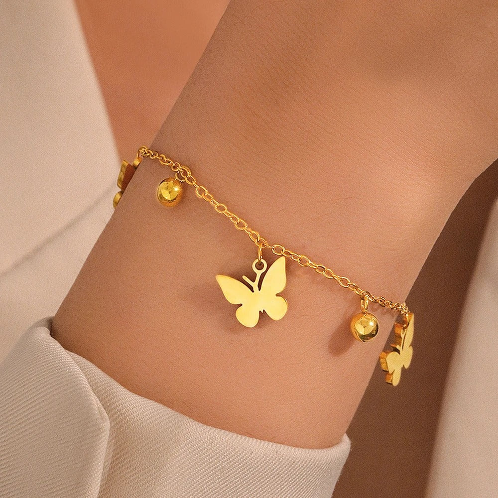 Stainless Steel Butterfly Pendant Bracelet Women’s Jewelry Gift