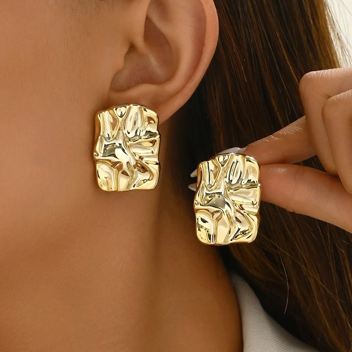Geometric Irregular Metallic Color Earrings for Women 2025 Minimalist Style Personality Earrings Trendy Jewelry Gift