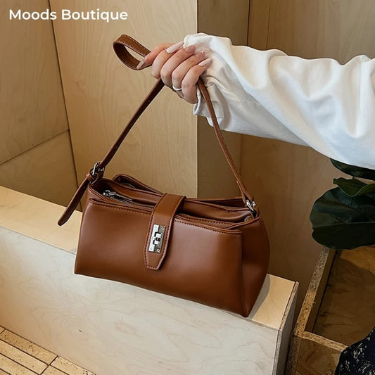 Luxury Designer Three Compartment Shoulder Hobo Bag for Women Large Capacity Pure Color Handbag