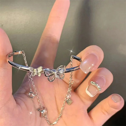 Butterfly Chain Bracelet with Zirconia Pendants Women’s Jewelry