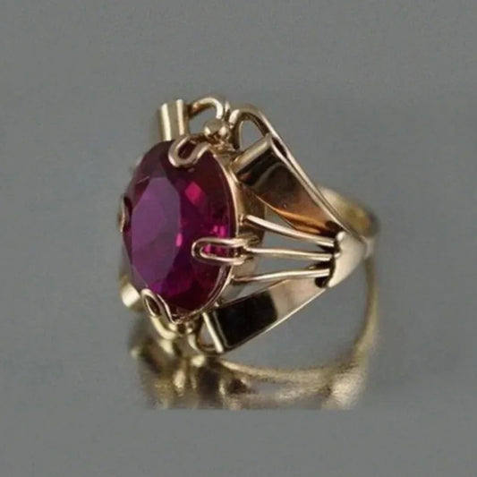 Retro Creative Red Color Stone Hollow Personal Rings For Women Party Accessories Fashion Gifts Custom Jewelry