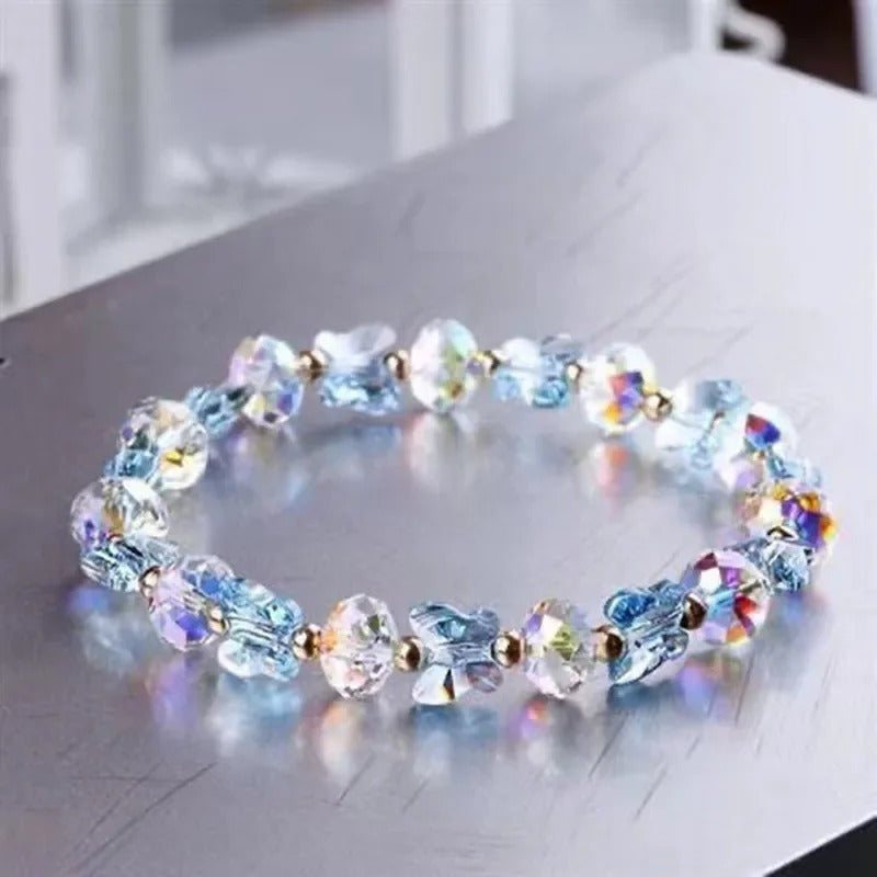 Butterfly Crystal Beaded Stretch Bracelet Women’s Elegant Jewelry