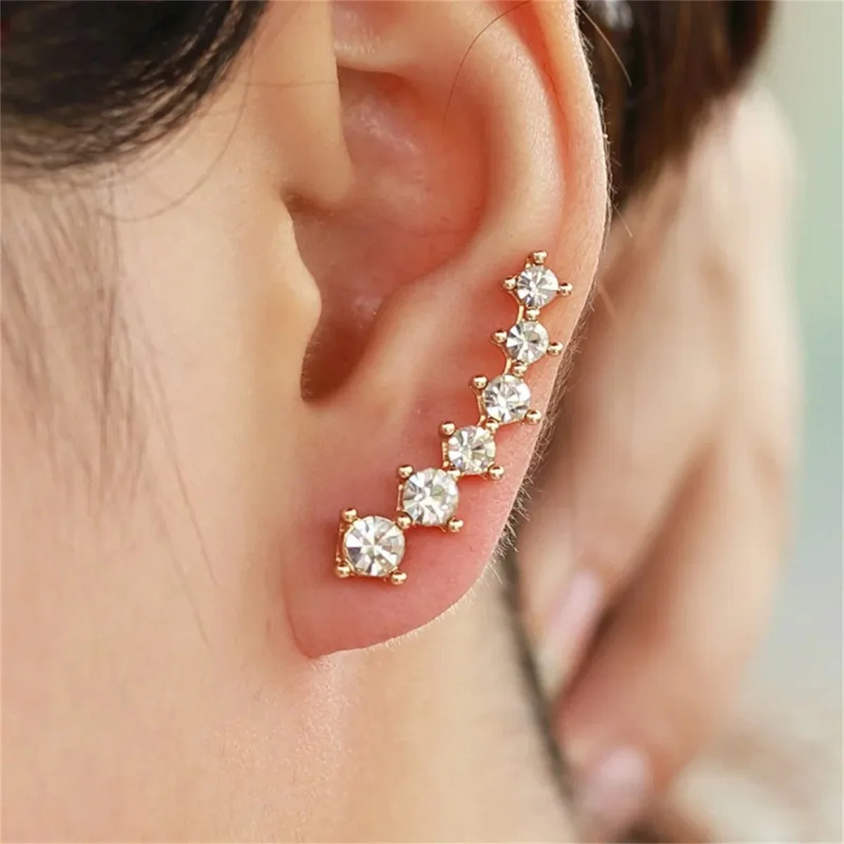 1PC Fashion Gold Color Rhinestone Ear Clip Earring for Women and Girls