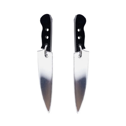 Halloween Silver Knife Drop Earrings Acrylic Jewelry for Women Men