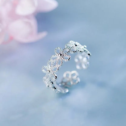 Luxury 925 Silver Flower Ring for Women Engagement Jewelry