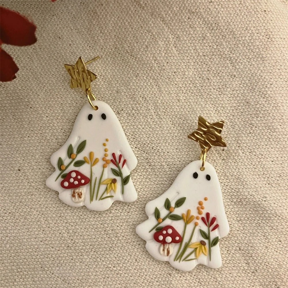Punk Halloween Ghost Earrings Cartoon Flower Drop Jewelry Women
