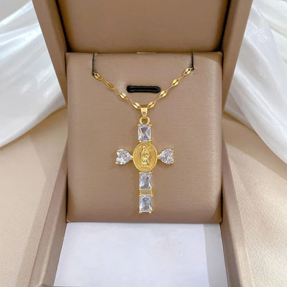 Classic Personalized Love Virgin Mary Micro-paved White Jewelry Necklace Gorgeous Stainless Steel