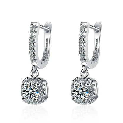 Dainty 2CT Moissanite Hoop Earrings Women Gold Plated Silver Jewelry Gift