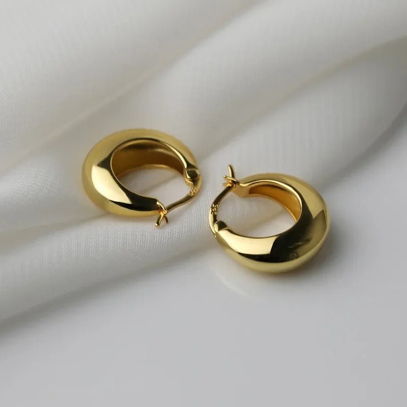 Gold Geometric Hoop Earrings Korean Style Women’s Daily Jewelry