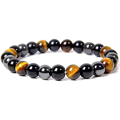 Natural Stone Beaded Bracelet Magnetic Hematite Black Obsidian