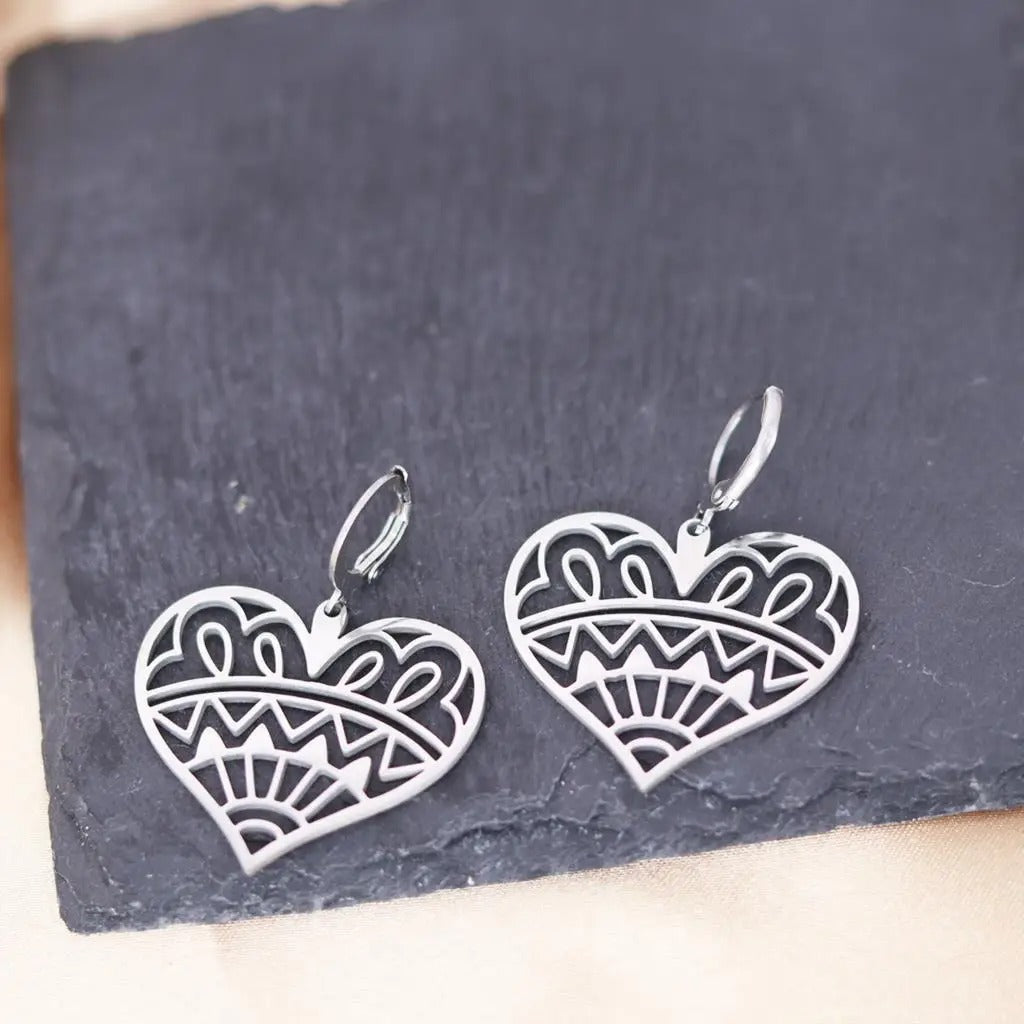 Cool Love Heart Hoop Earrings Girls Heart to Heart Jewelry
