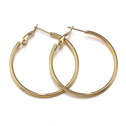 Stainless Steel Round Big Circle Hoop Earring Hoops Gold Color Earring Fashion Women Jewelry