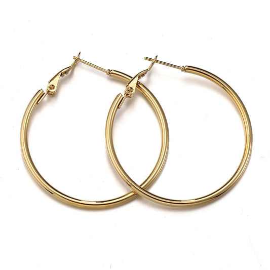 Stainless Steel Round Big Circle Hoop Earring Hoops Gold Color Earring Fashion Women Jewelry