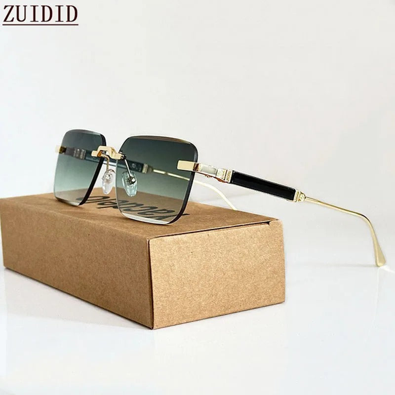 Square Rimless Vintage Sunglasses for Men and Women