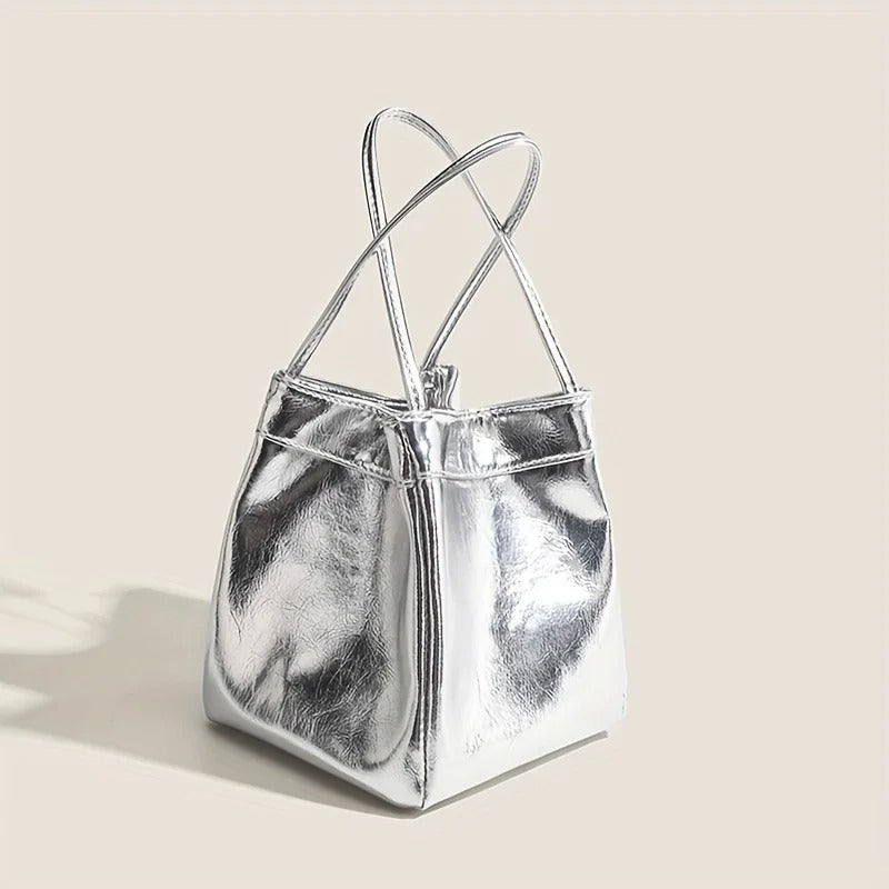 Women’s PU Glitter Mini Bucket Bag Sparkling Evening Party Purse