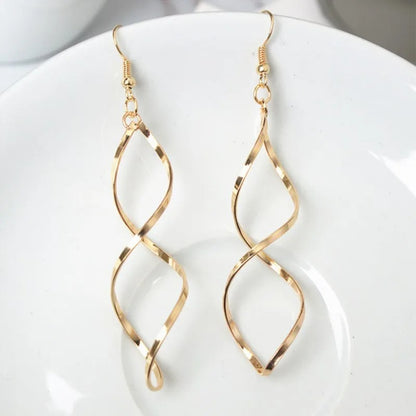 Women’s Simple Spiral Drop Earrings Trendy Long Statement Jewelry