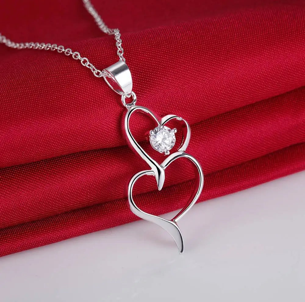 Necklace Pendant Shiny zircon heart For Women Exquisite Student Girlfriend Wedding Gift
