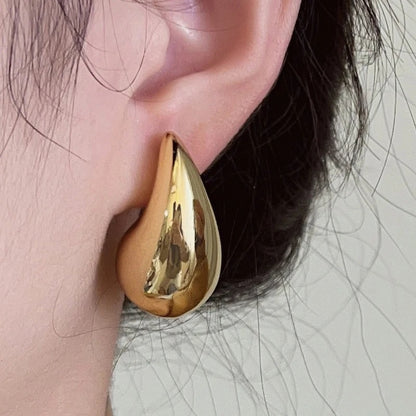 Trendy Metal Teardrop Earrings Women Glossy Personality Jewelry