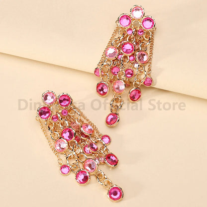 Shiny Rhinestone Drop Earrings Women Luxury Wedding Jewelry