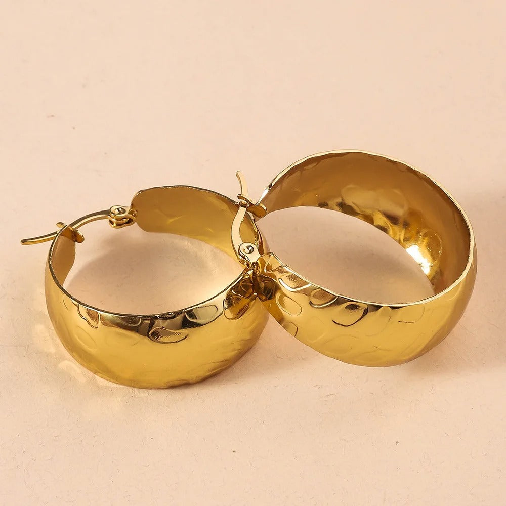 Gold Color Stainless Steel C-Shaped Hoop Earrings Non-Fading
