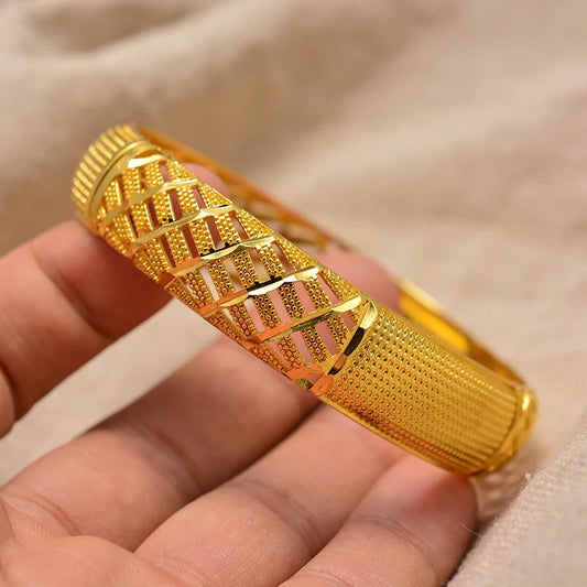 Gold Color Wedding Bangles for Women Bride Can Open Bracelets Jewelry gifts