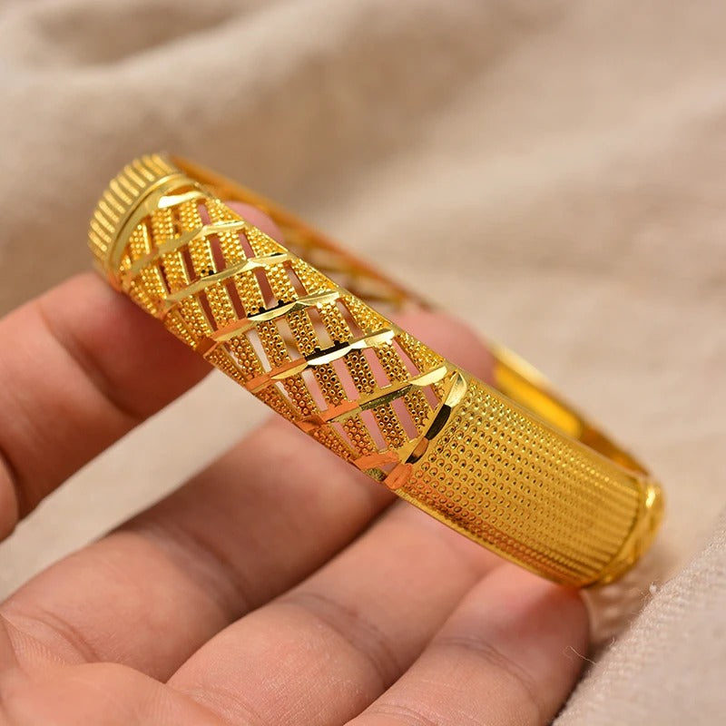 Gold Color Wedding Bangles for Women Bride Can Open Bracelets Jewelry gifts