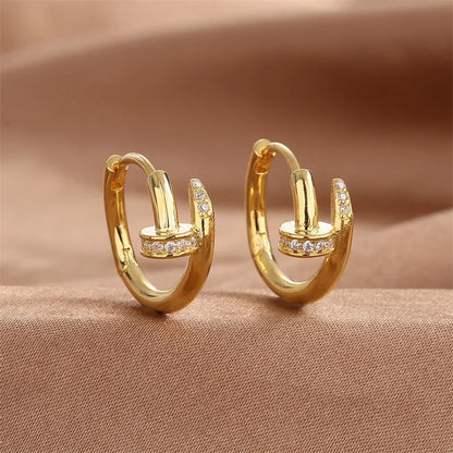 925 Silver Plated Zircon Round Hoop Earrings – Minimalist Shiny Jewelry for Women