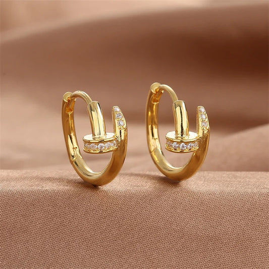 925 Silver Plated Zircon Round Hoop Earrings – Minimalist Shiny Jewelry for Women