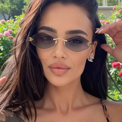 Frameless Rhombus Sunglasses for Women UV400