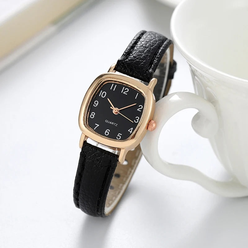 Women's Watch Fashion Small Arabic Quartz Watches Leather Band Wristwatches.