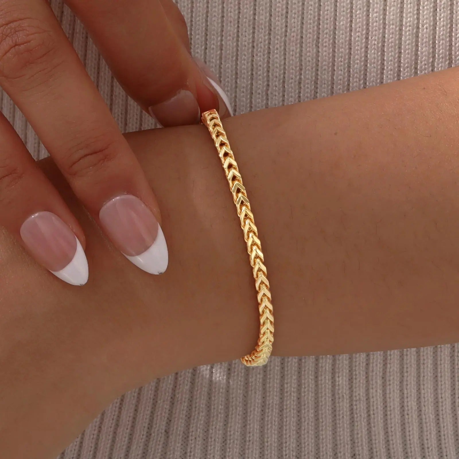 Square Keel Chain Bracelet for Women, Stainless Steel Gold Color Punk Bracelets, Fashion Jewelry Gift