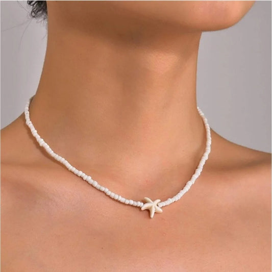 New Summer Beads Chains with Starfish Turtle Choker Necklace for Women Trendy Collar on Neck 2025 Fashion Jewelry Female