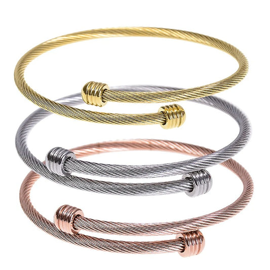 Metal Stainless Steel Jewelry Waterproof Durable Unisex Fashion Sports Charm Gift Wear Non Fading Thread Encircle Open Bracelets