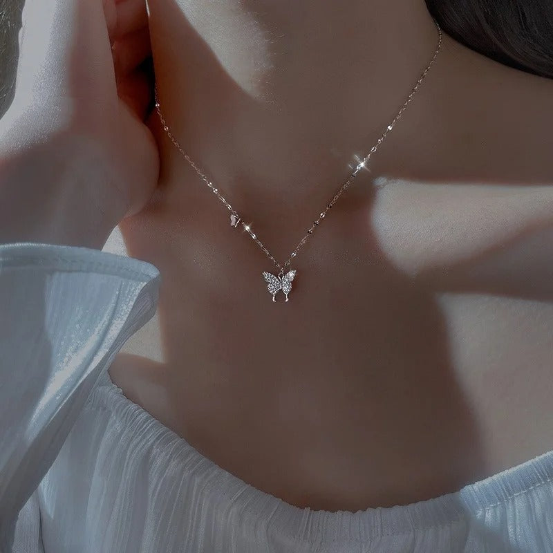 Butterfly Necklace for Women Summer Versatile Luxury Necklace New Fashion Jewelry Crystal Pendant Necklace