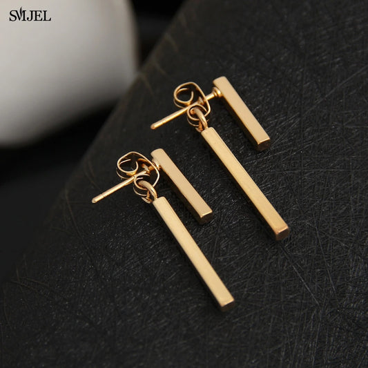 SMJEL 2025 New Fashion Simple T Bar Drop Earring for Women Geometric Ear Jacket Earrings Wedding Gifts S140