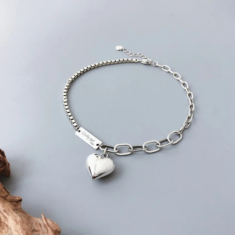 Silver Love Anklet Fashion Simple Charm Women's Anklet Birthday Gift for Friends Exquisite Jewelry