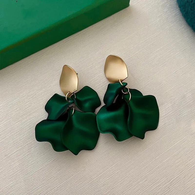 Colorful Flower Earrings Women Fashion Petal Drop Party Jewelry