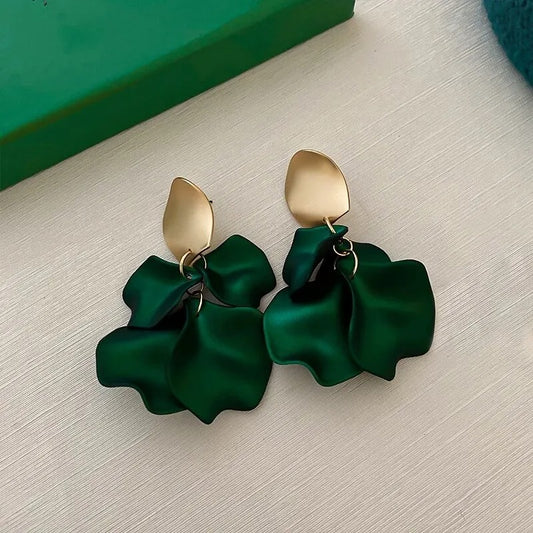 Colorful Flower Earrings Women Fashion Petal Drop Party Jewelry