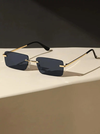 Unisex Metal Square Rimless Sunglasses