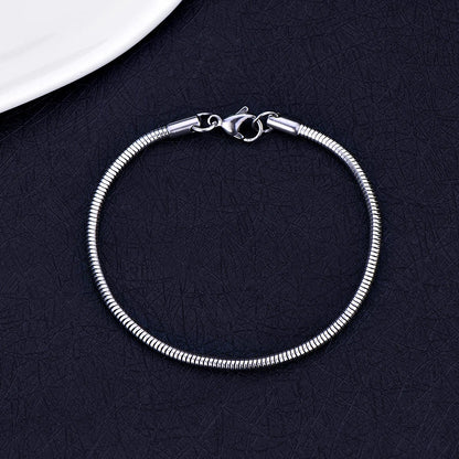 3MM 4MM Stainless Steel Snake Chain Bracelet Men Women Jewelry
