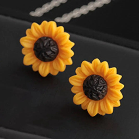 1 Pair Golden Sunflowers Earrings For Women Charming Lovely Simplicity Style Daisy Flower Trendy Ear Studs Girl Jewelry Gifts