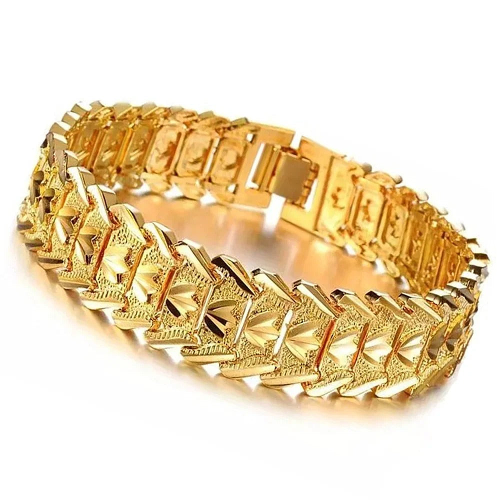 Retro Fashion Coin Gold-Plated Wide Bracelet Watch Chain