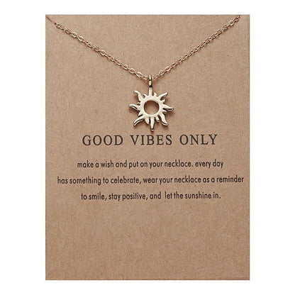 Alloy for Sun Pendant Necklace Simple Ladies Clavicle Chain Necklaces Summer Jewelry Birthday Gift for Friends