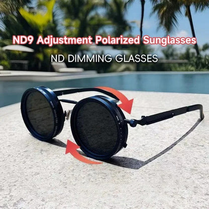 Men & Women ND9 Polarized Round Sunglasses Retro UV400 Eyewear