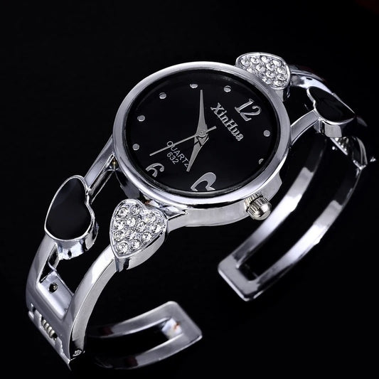 heart shaped bracelet watch women watches luxury rhinestone women's watches ladies watch steel clock zegarek damski reloj mujer