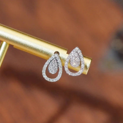 Huitan Waterdrop Stud Earrings Trendy Cubic Zirconia Women Jewelry