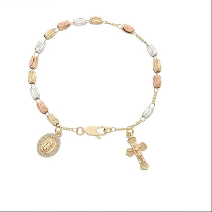 Jewellery Women Virgin Mary Rosary Bead Cross Bracelet Charms Chain accessories