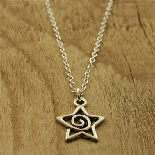 Fashion Antique Silvery Color Star Swirl Pendant Necklace for Women Cute Star Jewelry Party Gifts